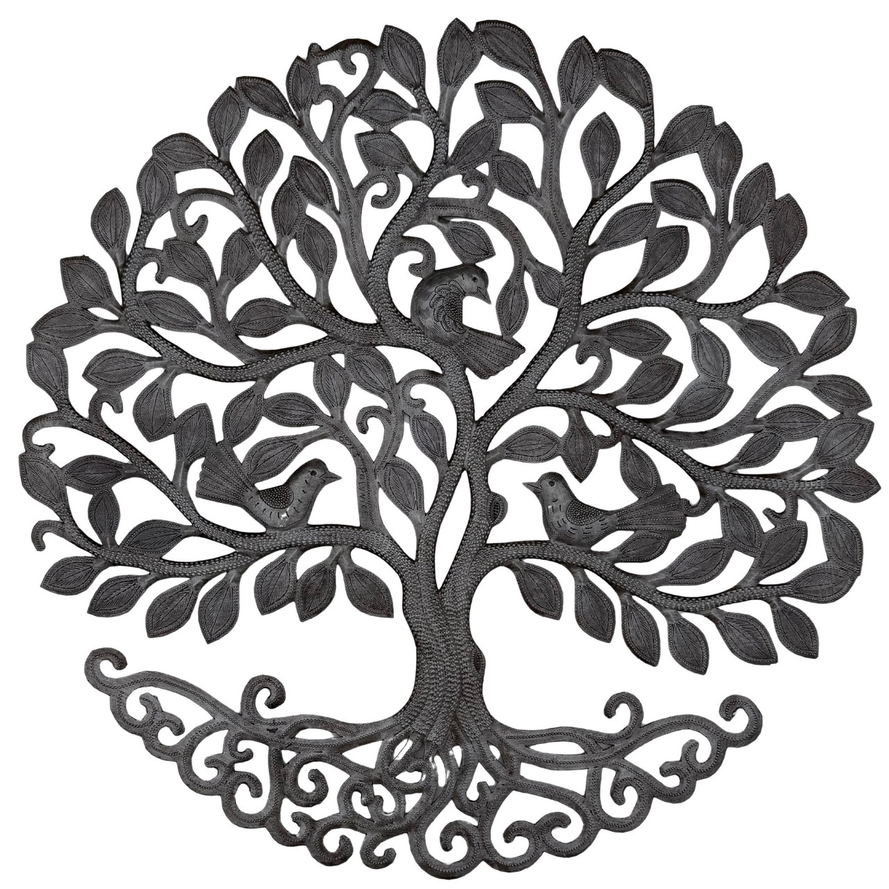 tree of life wall art, metal tree wall decor, bird wall art metal, Haitian metal art, garden wall decor