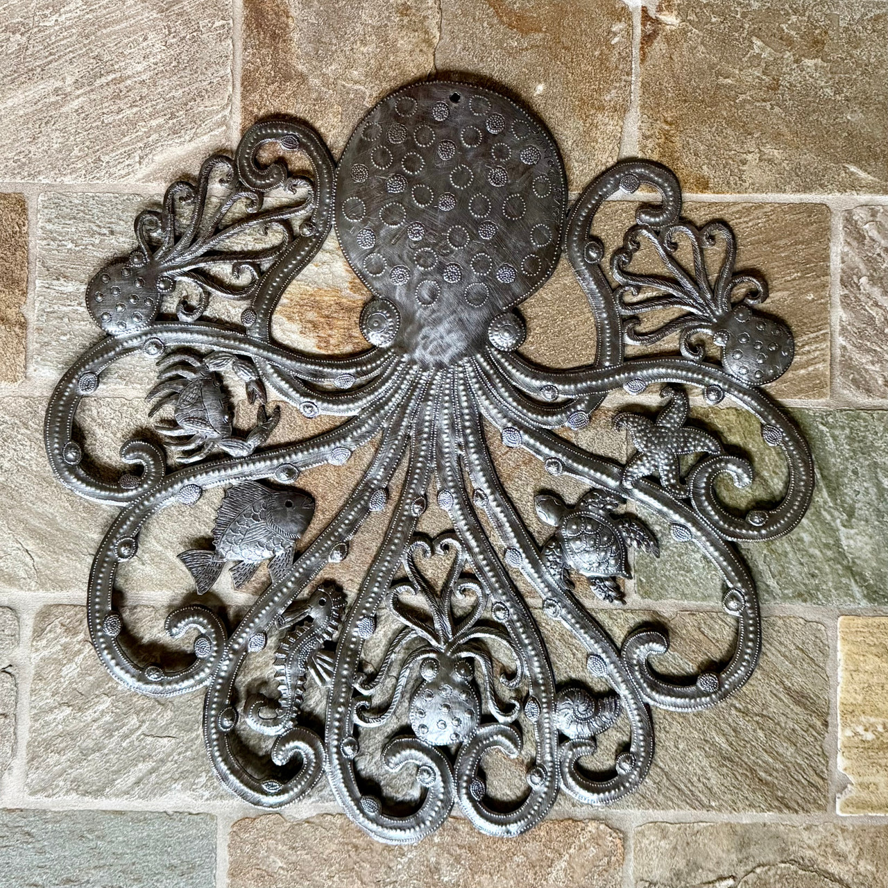 ocean wall decor
Haitian metal art
sea life wall art
beach house decor
marine wall hanging