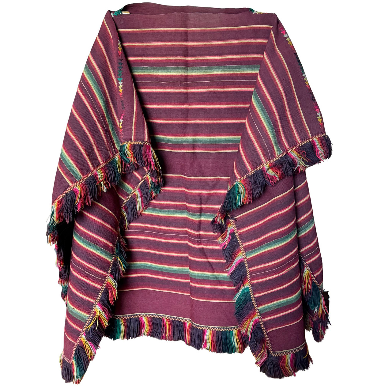 indigenous Bolivian clothing, traditional weaving, collectible textile, vintage ethnic clothing, wool poncho, artisan textile, folk art Bolivia, authentic poncho, boho decor textile, wall hanging textile, cultural garment, 1980s vintage clothing, handmade poncho