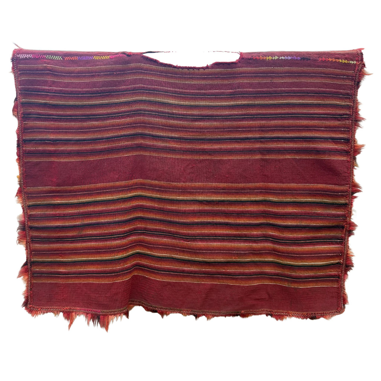 collectible textile, vintage ethnic clothing, handmade poncho, folk art Bolivia, boho decor textile, worn textile, authentic poncho, cultural garment