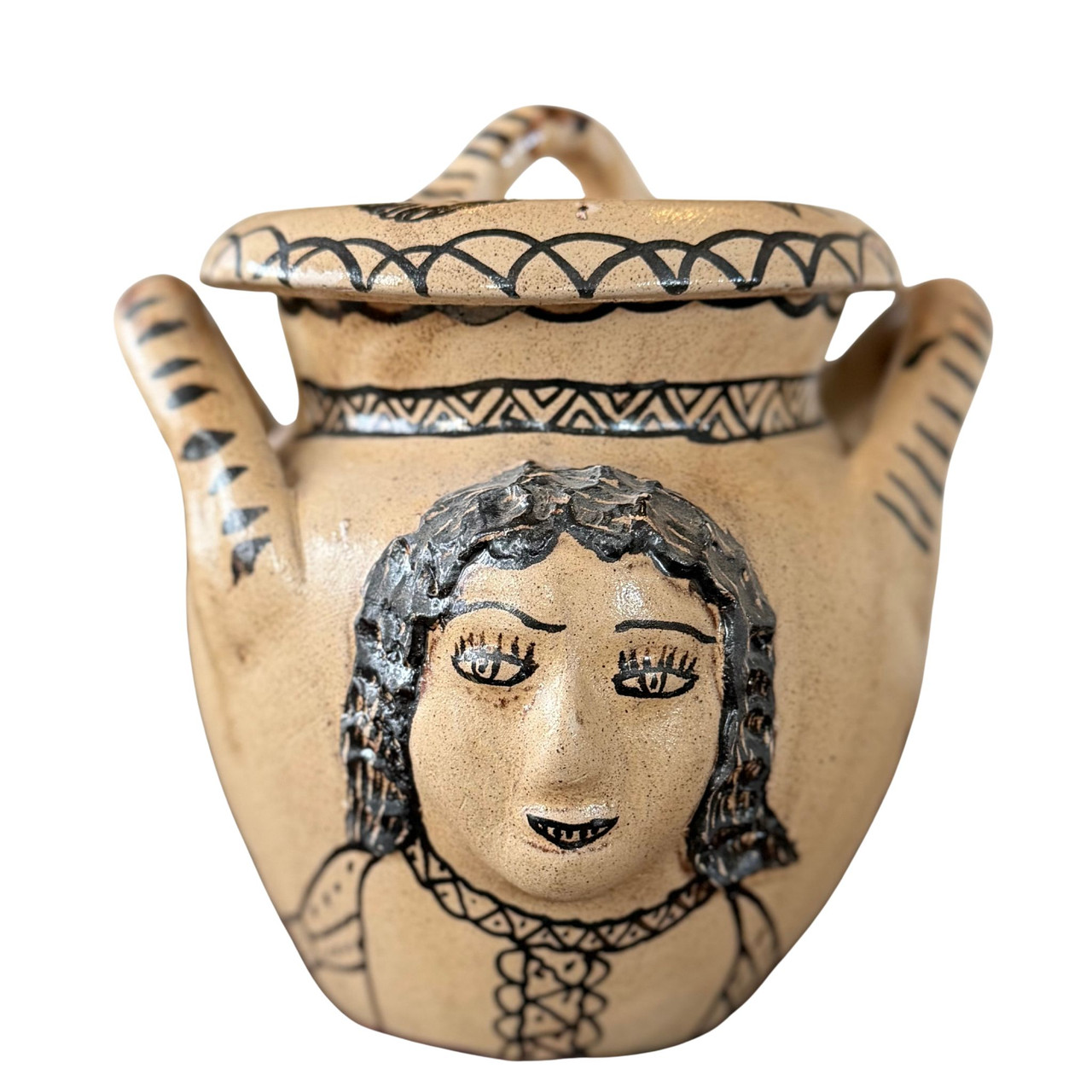Tzintzuntzan pottery, Michoacan pottery, Mexican folk art pottery, vintage Mexican ceramic jar, 1950s