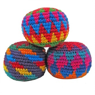 hacky sack
footbag
crocheted hacky sack
handmade footbag
crochet footbag
retro 90s toy
festival accessory
beginner hacky sack
colorful yarn footbag
boho game accessory
juggling footbag