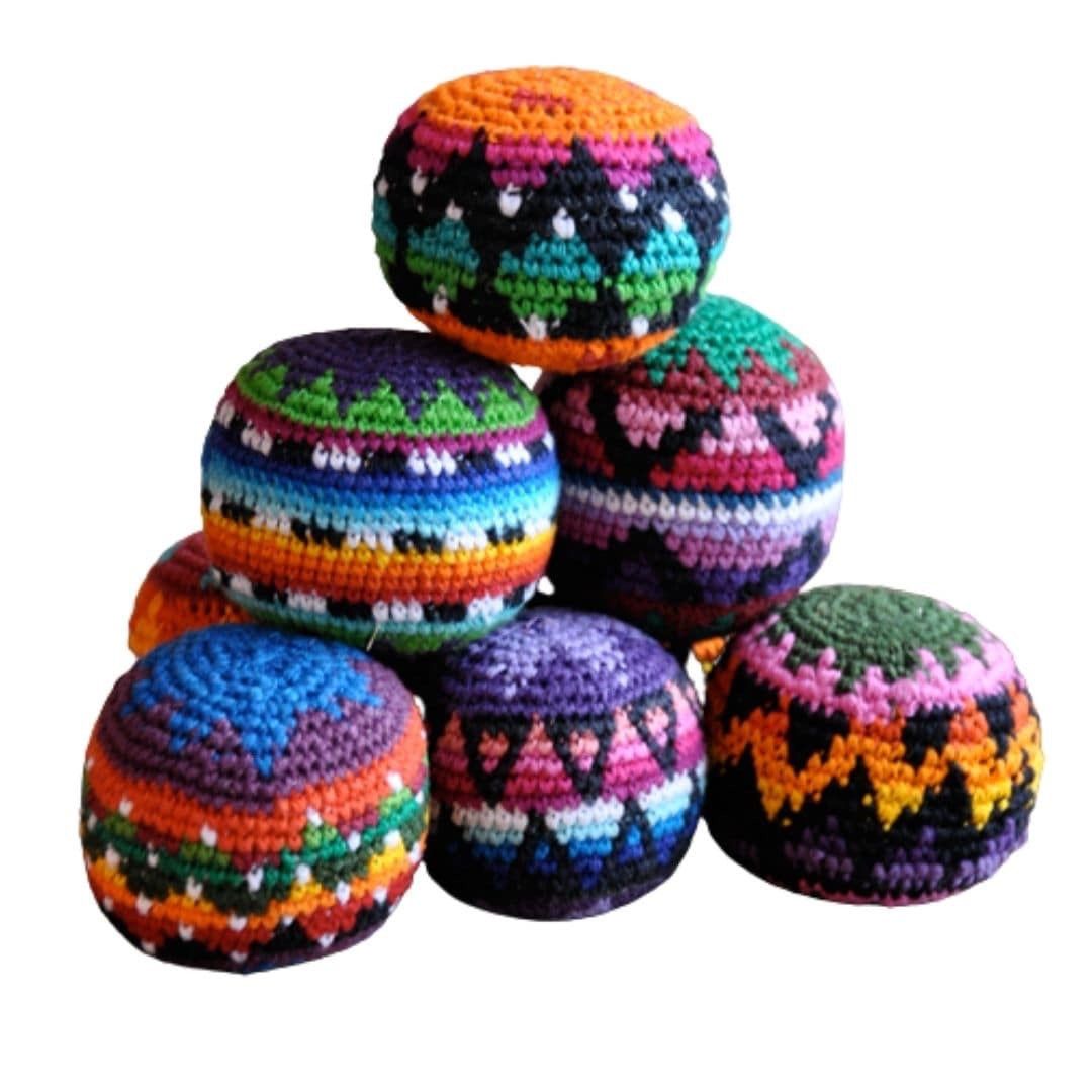 hacky sack, footbag, crocheted hacky sack, handmade footbag, crochet footbag, retro 90s toy, festival accessory,  beginner hacky sack, colorful yarn footbag
