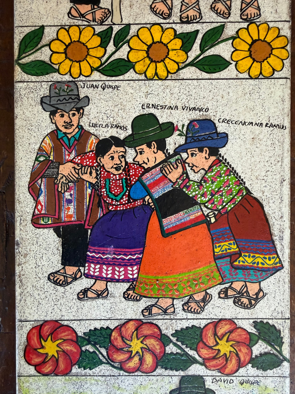 one of a kind folk art, tabla de sarhua, peruvian folk art painting, andean wall art, large narrative painting, ayacucho peru art, house dedication painting, authentic sarhua board, hand painted