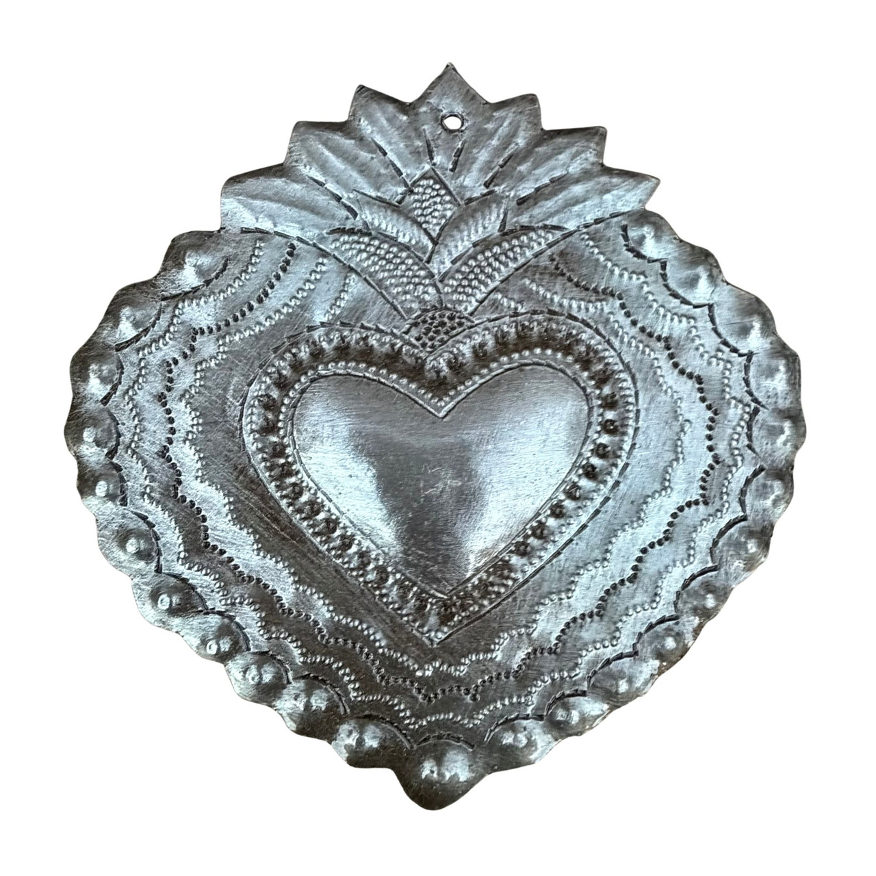Haitian metal art, sacred heart ornament, Haitian heart decor, fair trade gift, recycled steel art
