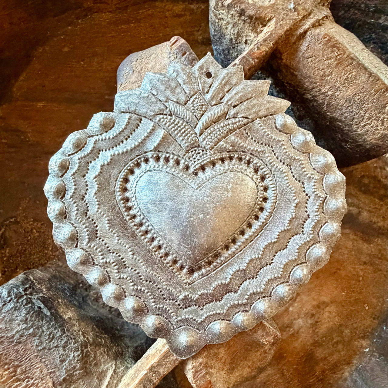 Haitian metal art, sacred heart ornament, Haitian heart decor, fair trade gift, recycled steel art