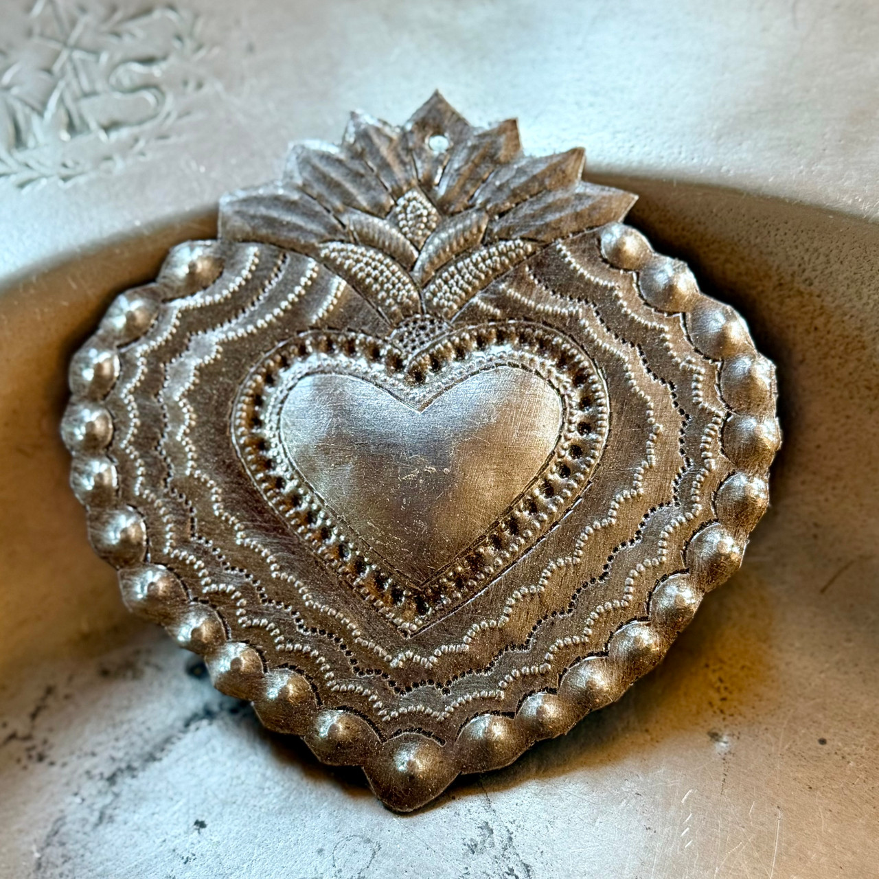 Caribbean folk art, small wall decor, sacred heart decor, eco friendly gift