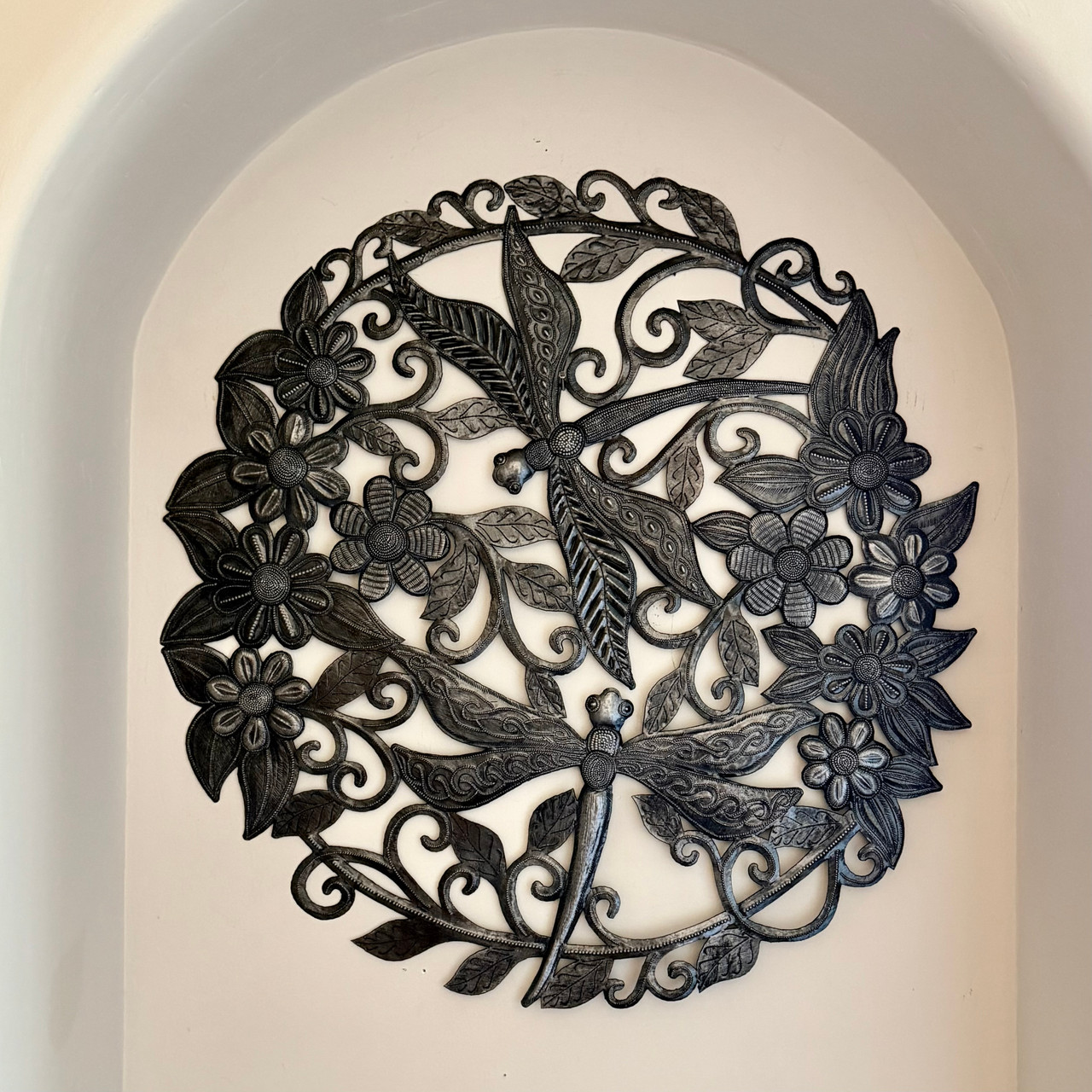 Wilnord artist, recycled steel wall decor, fair trade home decor, Haitian folk art, garden wall sculpture