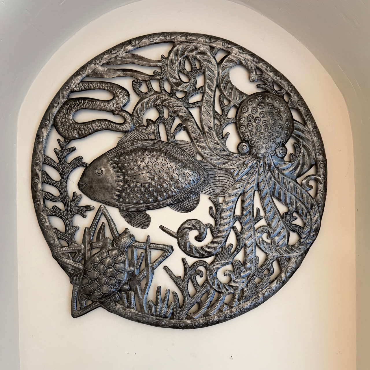 nautical home decor, tropical wall hanging, handmade Haitian art, fair trade wall decor