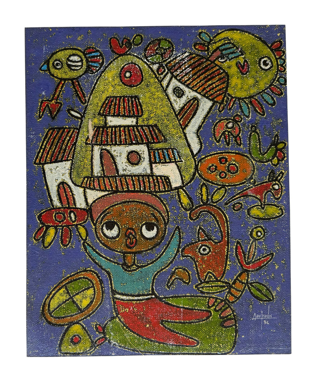 Armando Buitron Rojas, Armando Buitron original, Ecuadorian folk art, Ecuador oil painting, signed 1996 painting, Otavalo artist, Latin American art, Ecuadorian contemporary art