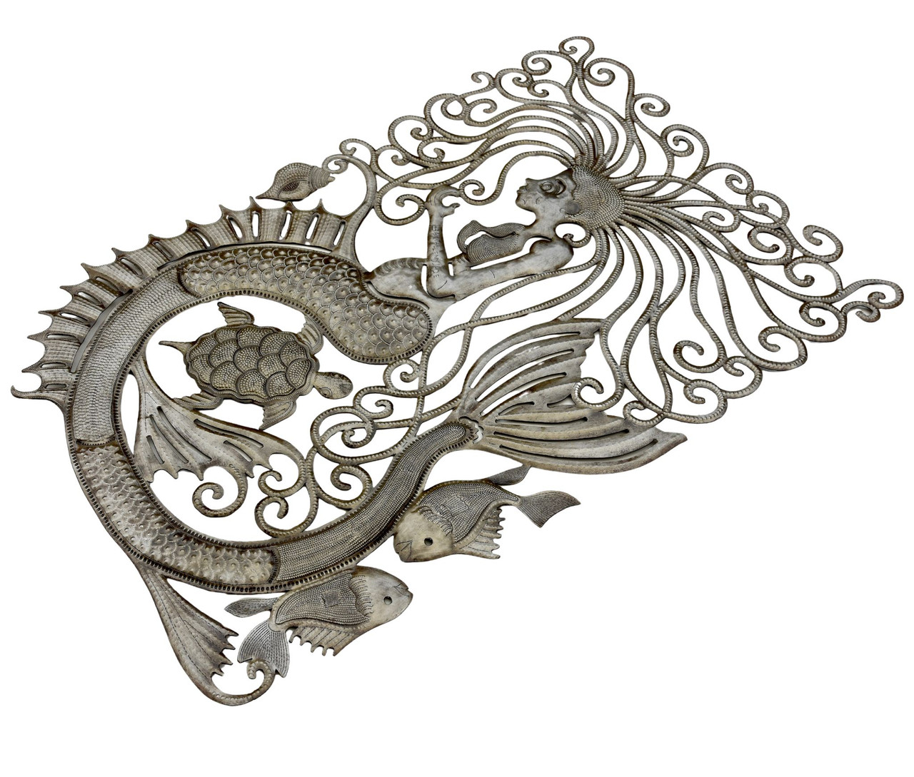 coastal wall art, nautical wall decor, beach house decor, metal sea life art, recycled metal wall art, handmade Haitian art, Caribbean folk art, fair trade wall art, large metal wall sculpture
