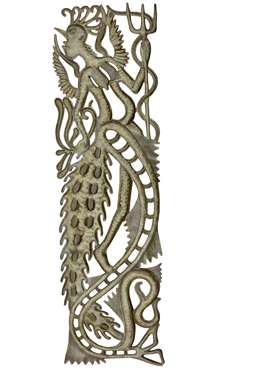 Agwe Haitian Vodou, Mèt Agwe, Haitian Vodou art, Haitian Voodoo art, Agwe sculpture, Neptune Haitian art, Haitian metal sculpture, Vodou wall art, Haitian folk art