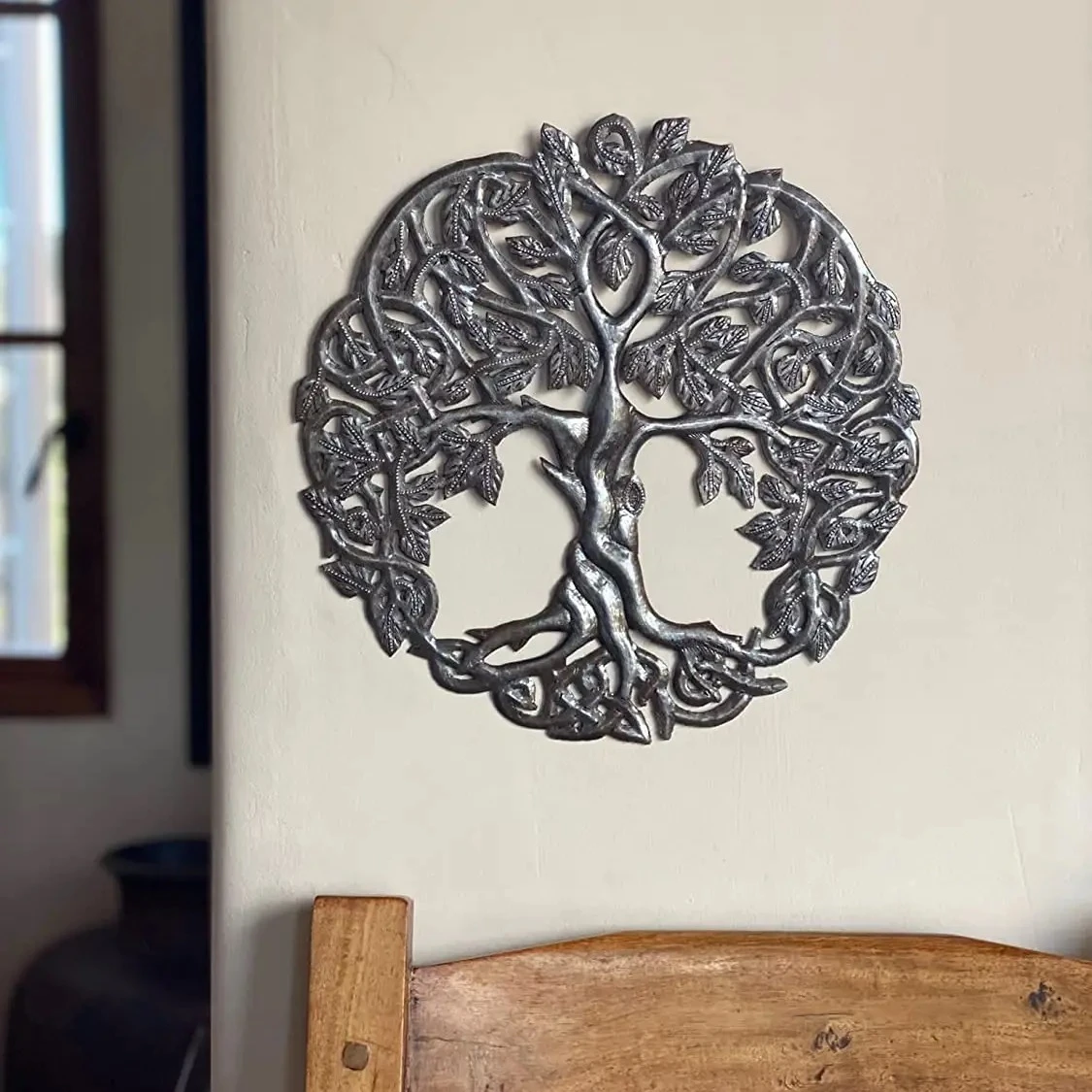 nature wall art, handmade in Haiti, metal garden art