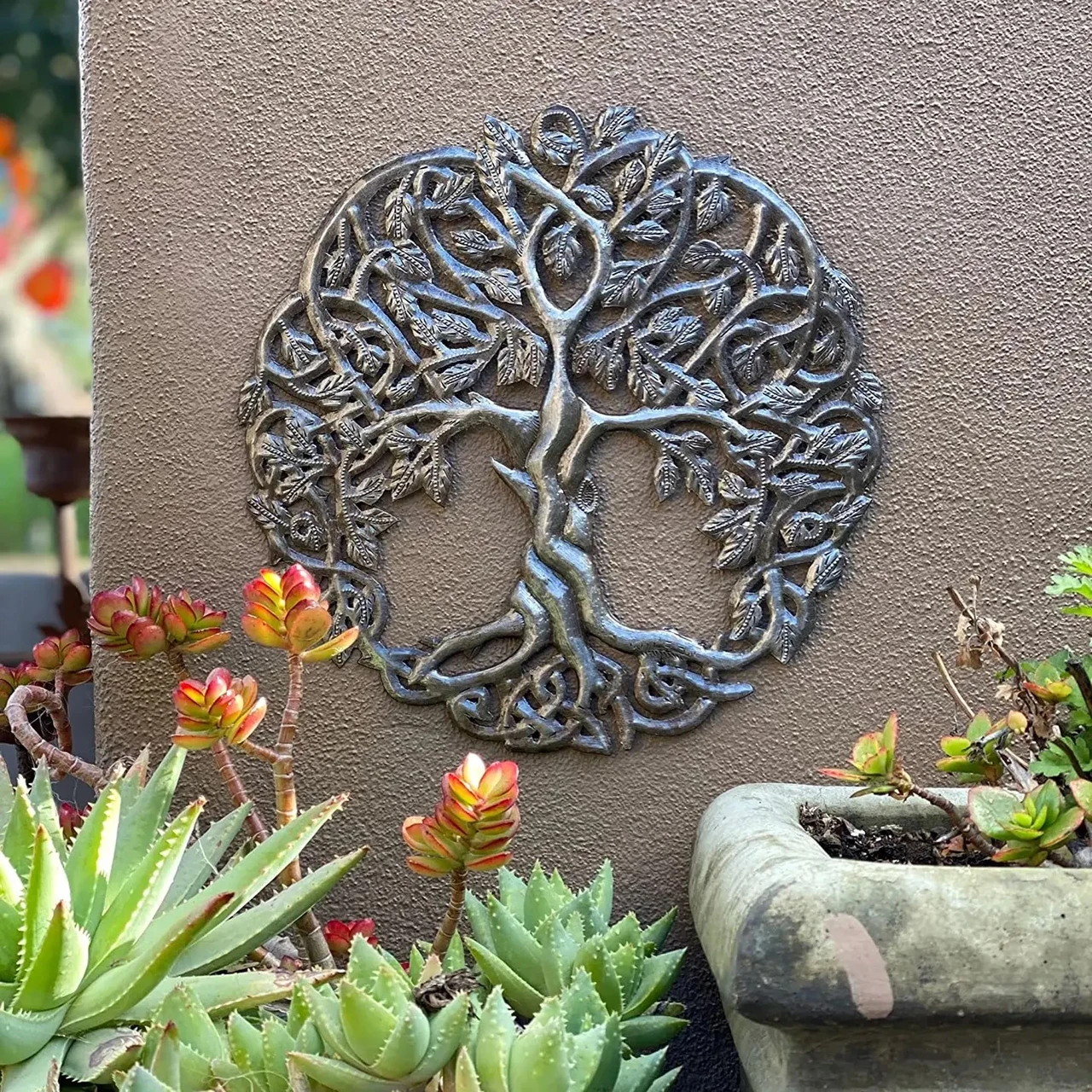 fair trade home décor, handmade metal tree, family tree artwork