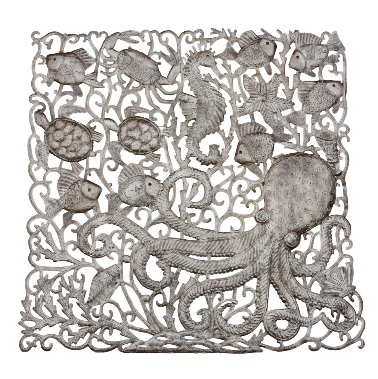 Haitian Metal Art, One of a Kind, Claudy Prophete, Octopus, Ocean Art
