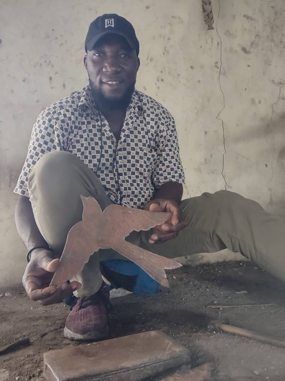 Haitian metal bird art, Bird in tree wall sculpture