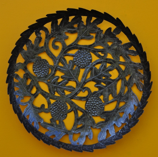 Haiti Bread Fruit Tree, Metal Bowl  20" x 20" x 1"