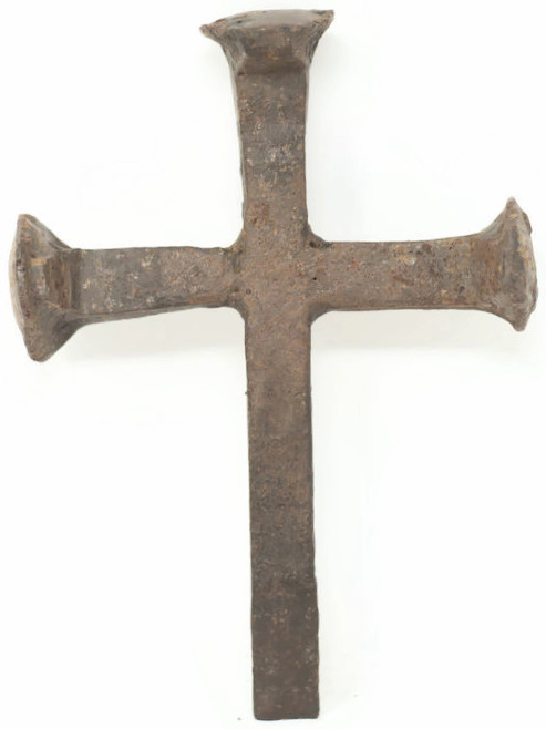 Forged Nail Cross, Recycled Hand Forged Metal 5" x 7" Folk Art