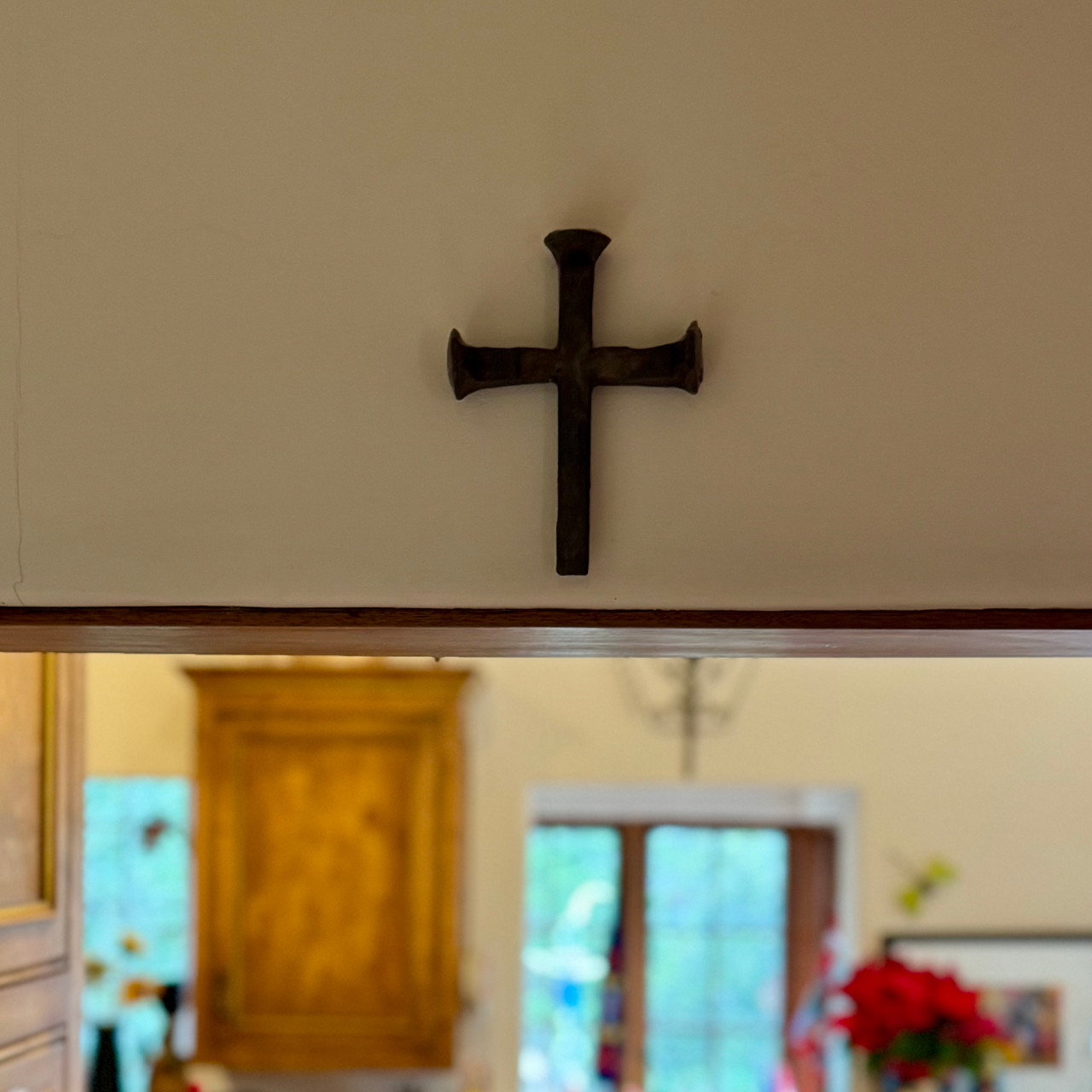 railroad spike cross, forged nail cross, hand forged metal cross