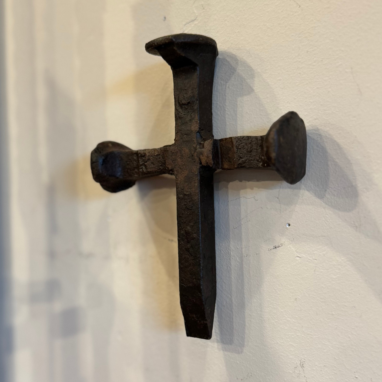 rustic iron cross, religious folk art, recycled metal cross, western wall decor, rustic religious decor,
