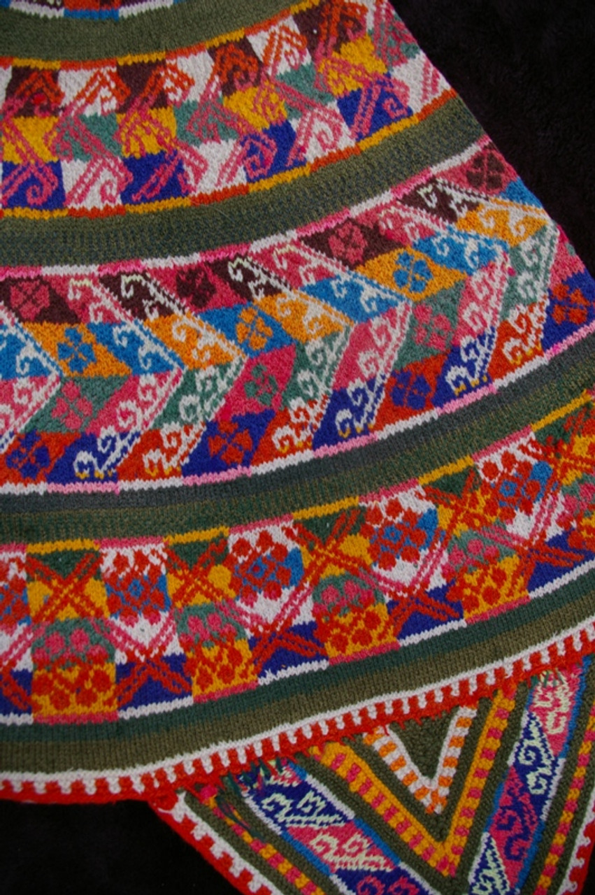 vintage Andean Peruvian Bolivian chullo made from colorful alpaca wool