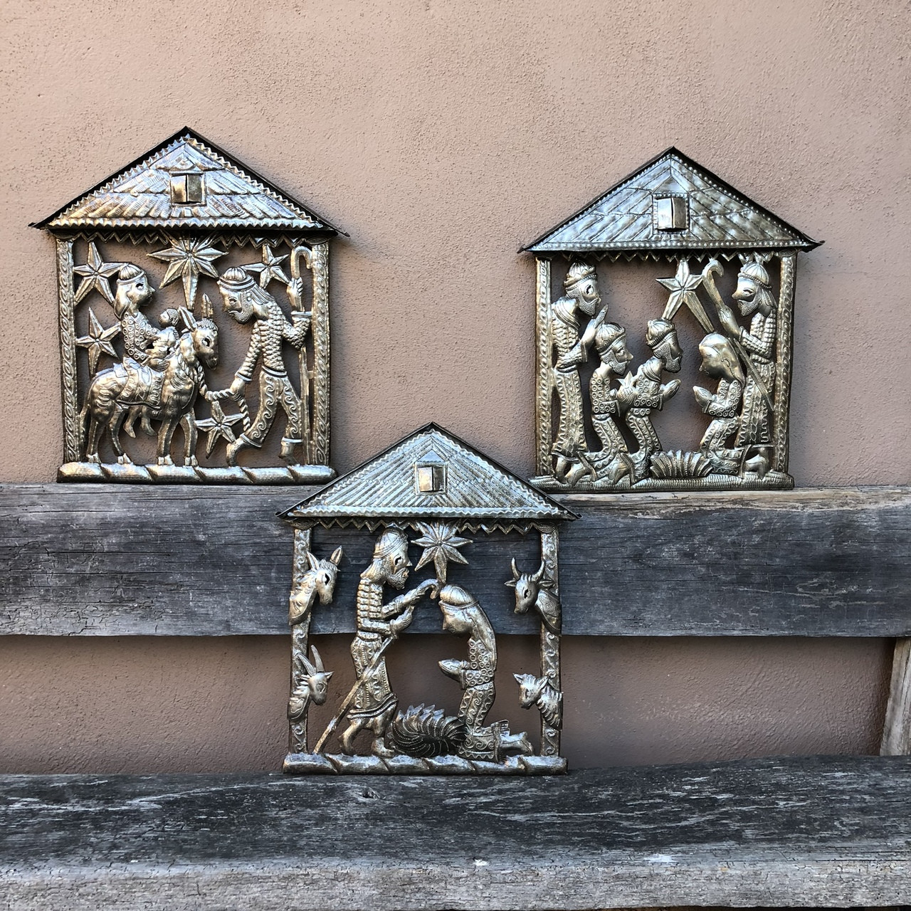 Handmade Haitian Nativity with Magi – Recycled Steel Metal Art 12"x14" – Signed by Artist Jonas Soulouque, Fair Trade Christmas Décor Handmade Haitian Nativity with Magi – Recycled Steel Metal Art 12"x14" – Signed by Artist Jonas Soulouque, Fair Trade Christmas Décor