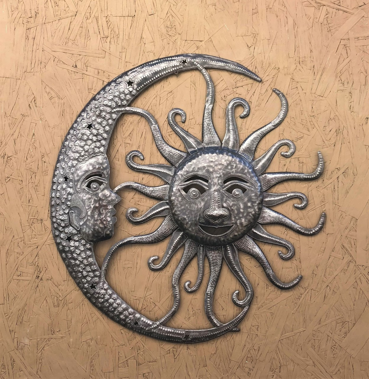 Sun and Moon Celestial Pair Haitian Wall Art 23"x23"