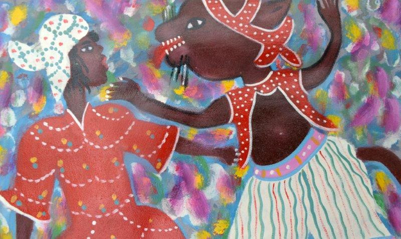 jean Patou　Divine Folie ディヴィーヌ・フォリ 　希少 Haitian Primitive Painting, Manbo Priestess & Fox by Gerard