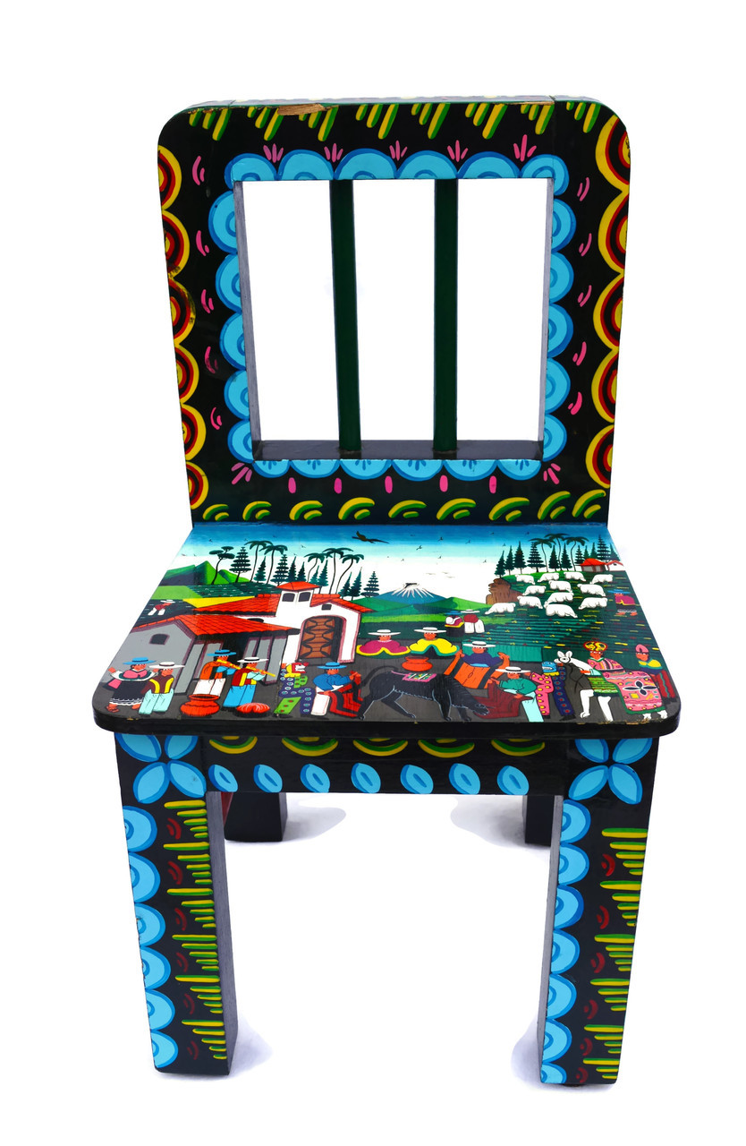 Tigua Hand Painted Children's Chair 10" x 10" x 18.25"