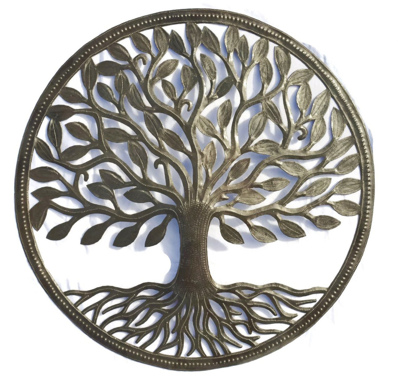 Tree of life, Symbolic wall art, Haiti, Steel Drum Organic Tree of Life Recycled Metal Art from Haiti , 23" X 23"