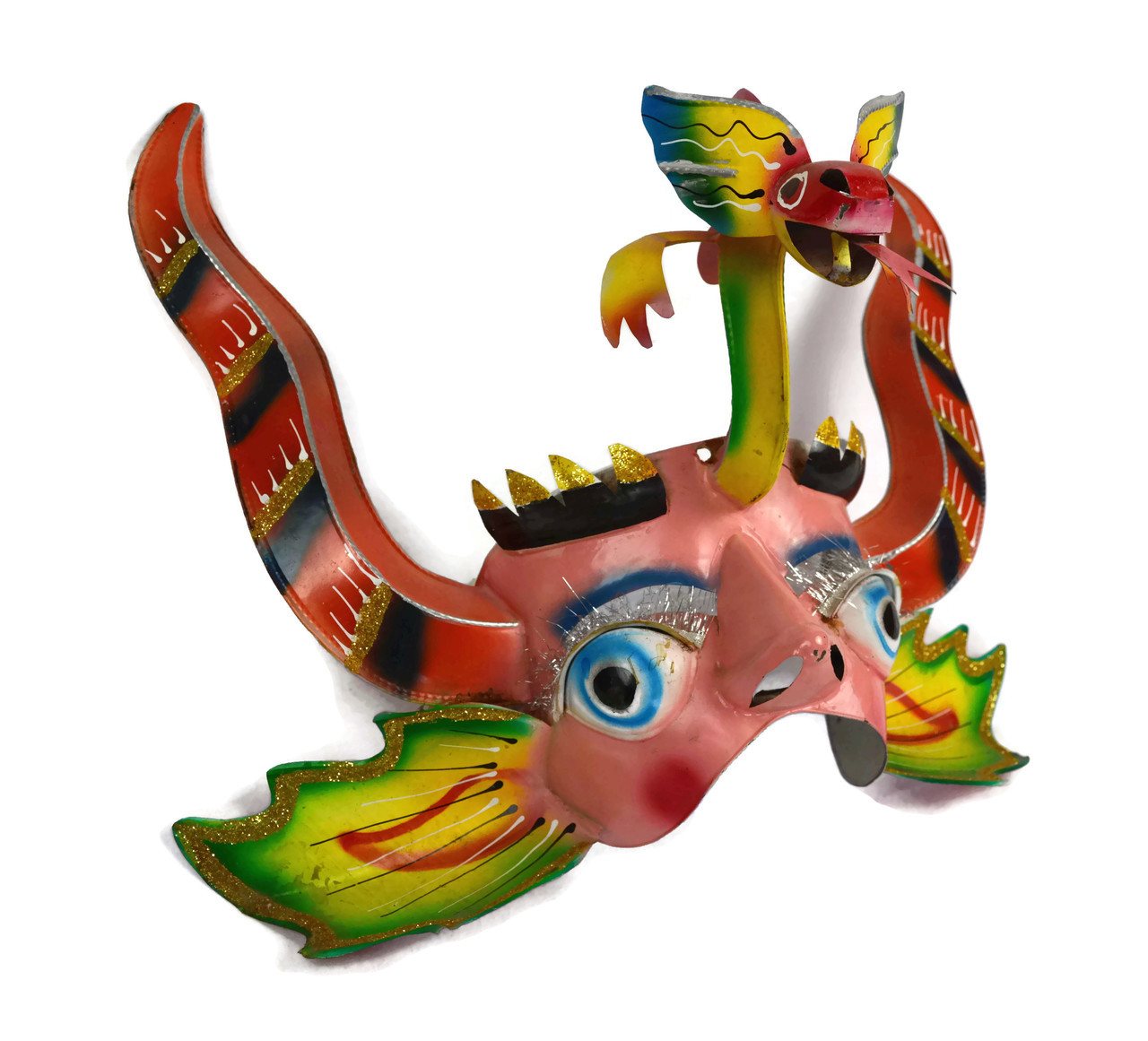 bolivian dance mask, traditional devil mask, carnival diablo orroro
