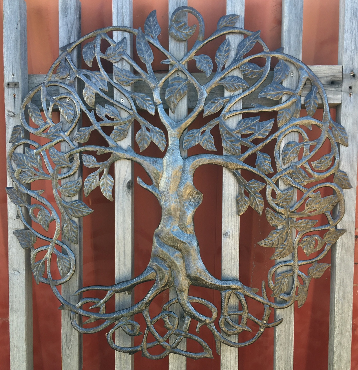 Tree of Life metal work, Haiti Metal Wall Art, Recycled oil drums