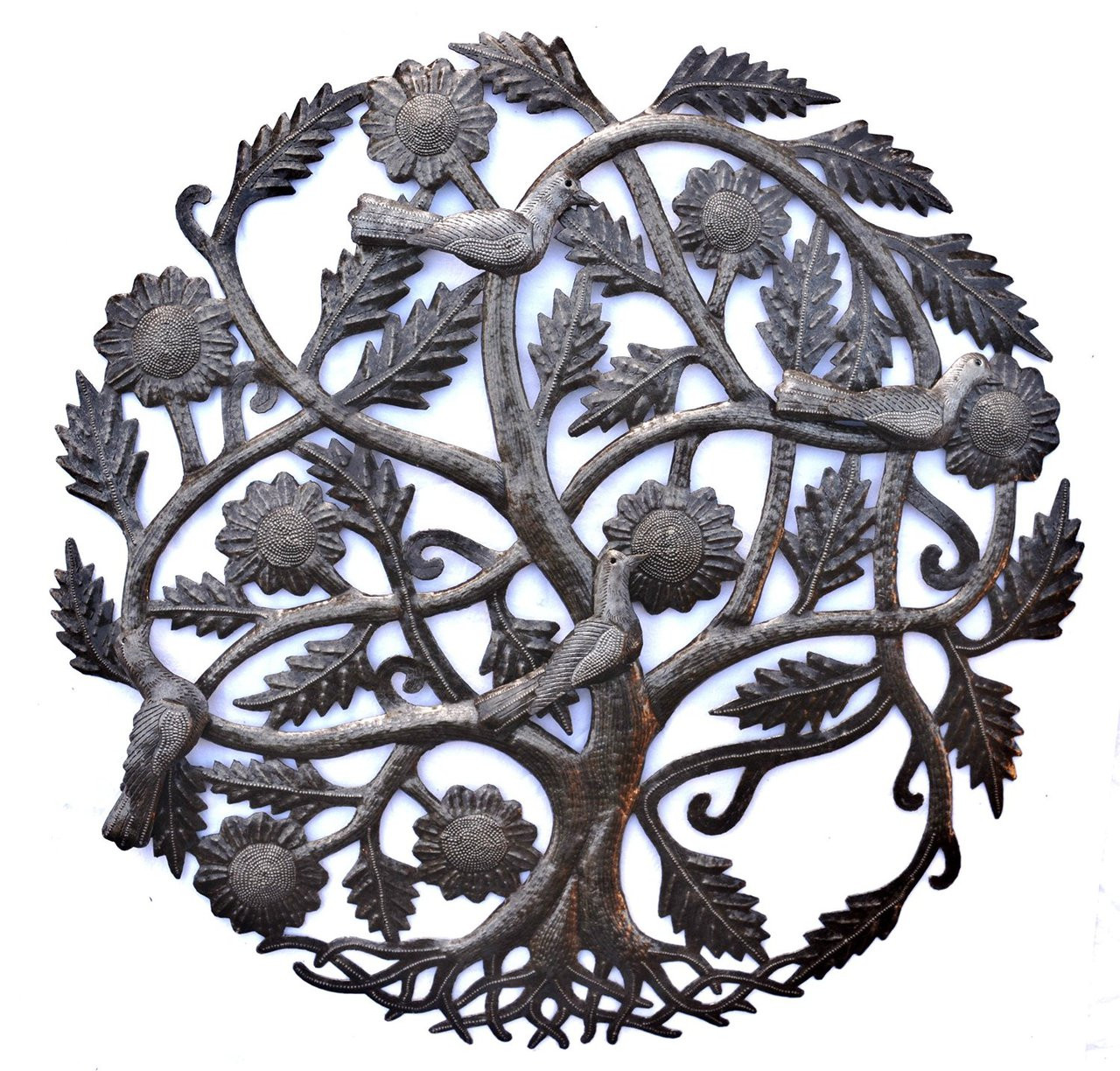Haiti Metal Art, Tree of Life, with birds, Family Tree Roots, Handmade