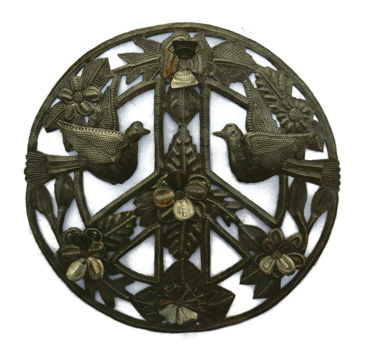 Fair Trade, Haiti Metal, Patio Garden Yard Art, Peace sign Fair Trade, Haiti Metal, Patio Garden Yard Art, Peace sign