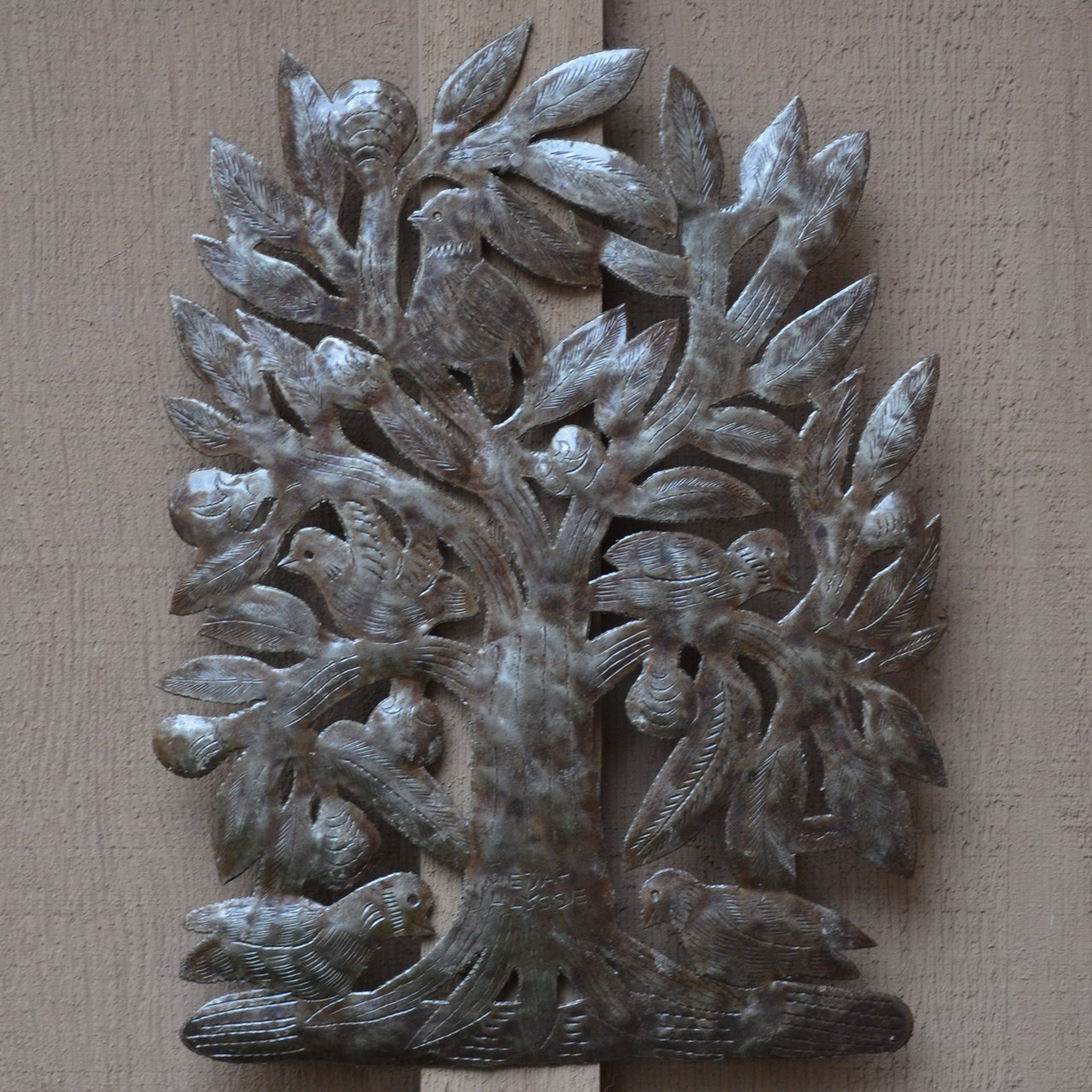 Primitive Tree of Life, Haitian Metal Tree of LIfe, Fruit & Birds on Tree