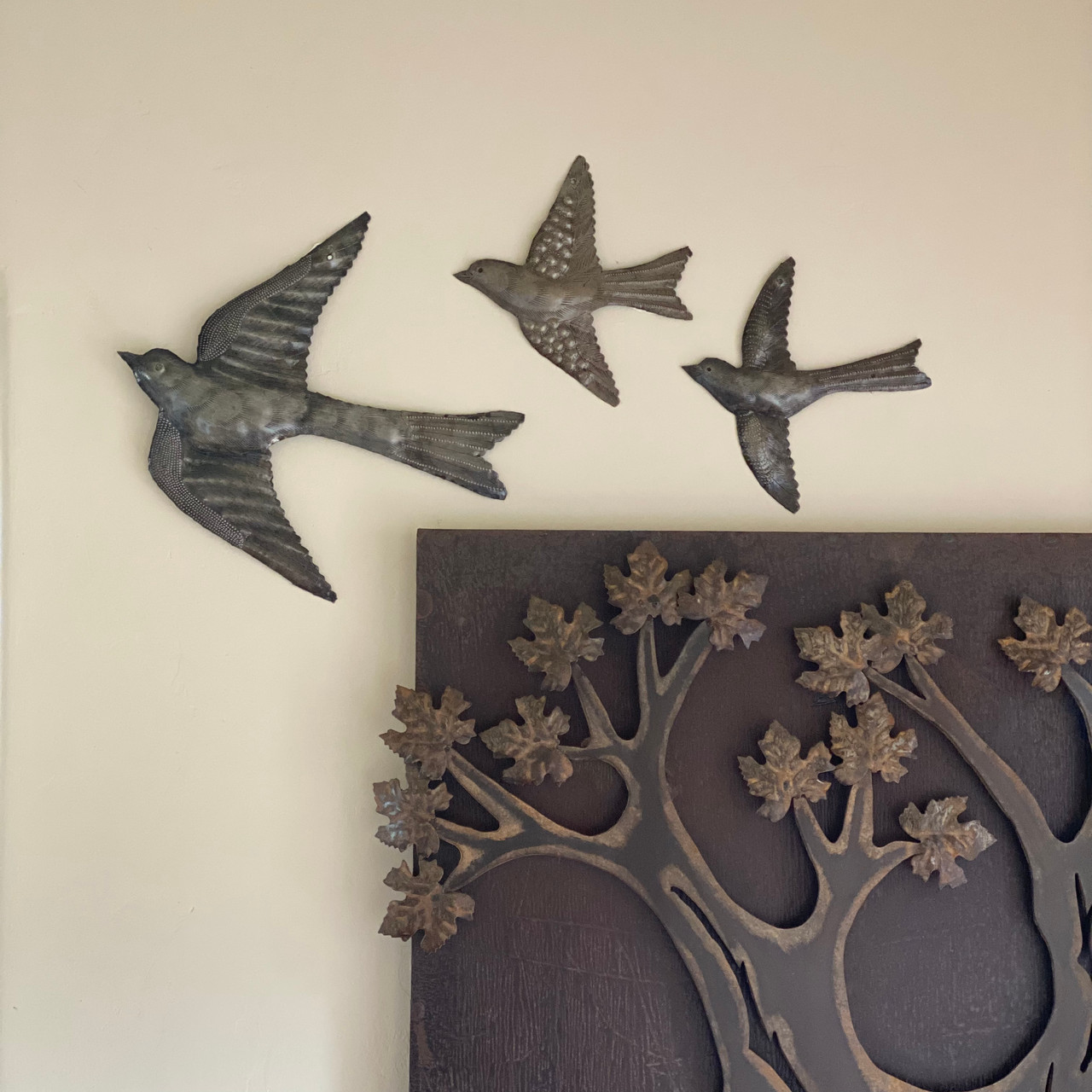 Birds, Metal Art Haiti, Flock of Birds Wall Art left  (set of 3), Ornamental