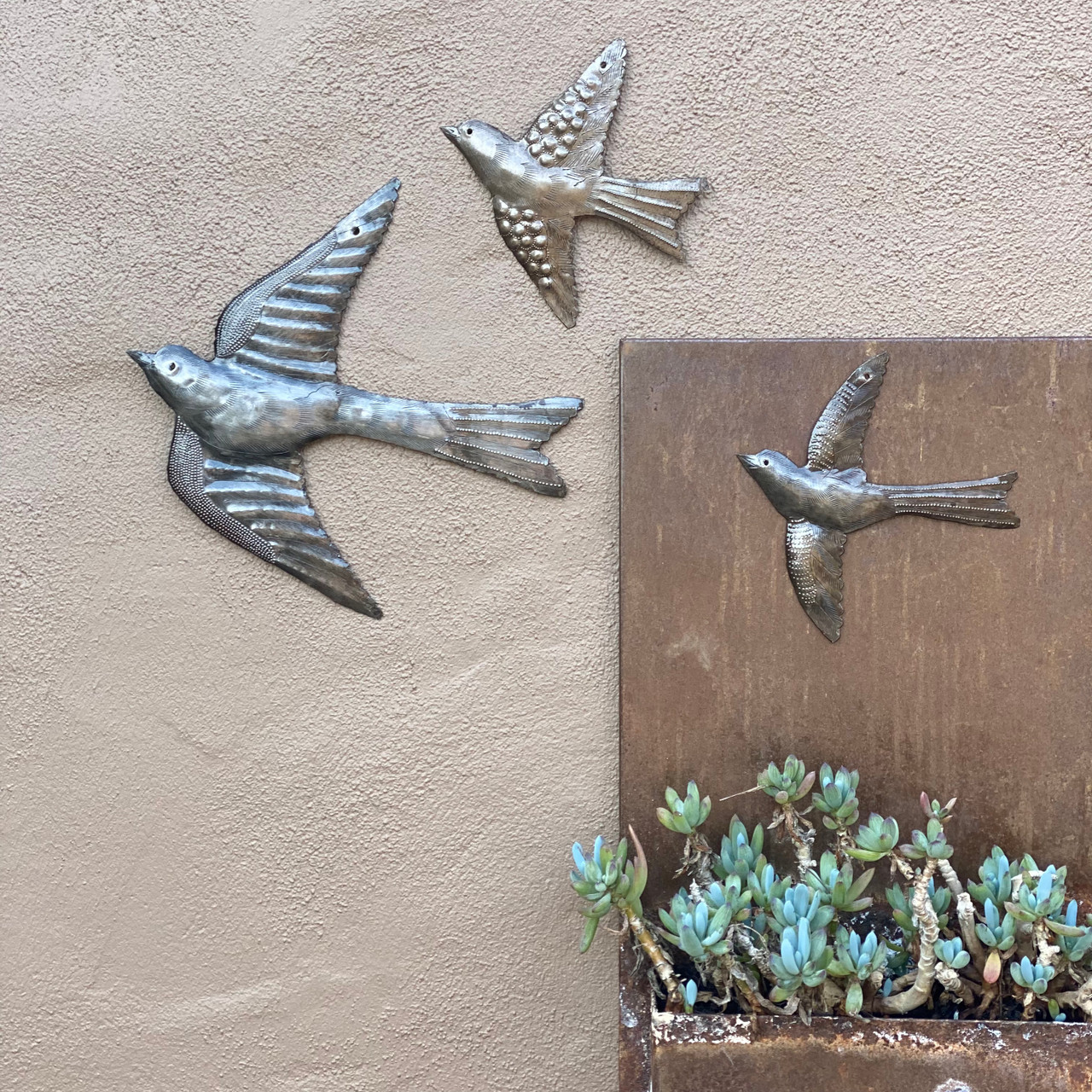 Birds, Metal Art Haiti, Flock of Birds Wall Art left  (set of 3), Ornamental