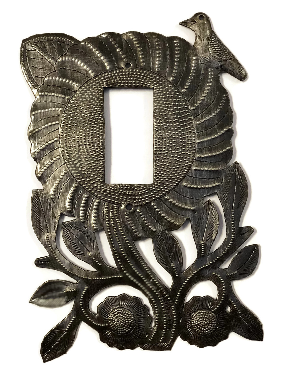 Switch Plate Cover, Rocker, Sunflower, Haiti, Handmade From Recycle Oil Drum (Rocker)