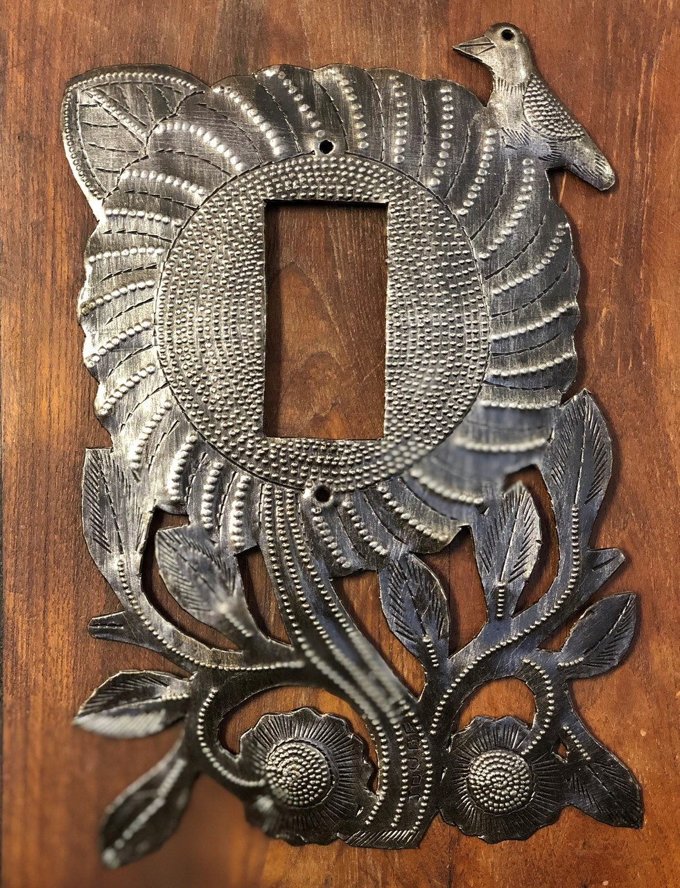 Switch Plate Cover, Rocker, Sunflower, Haiti, Handmade From Recycle Oil Drum (Rocker)
