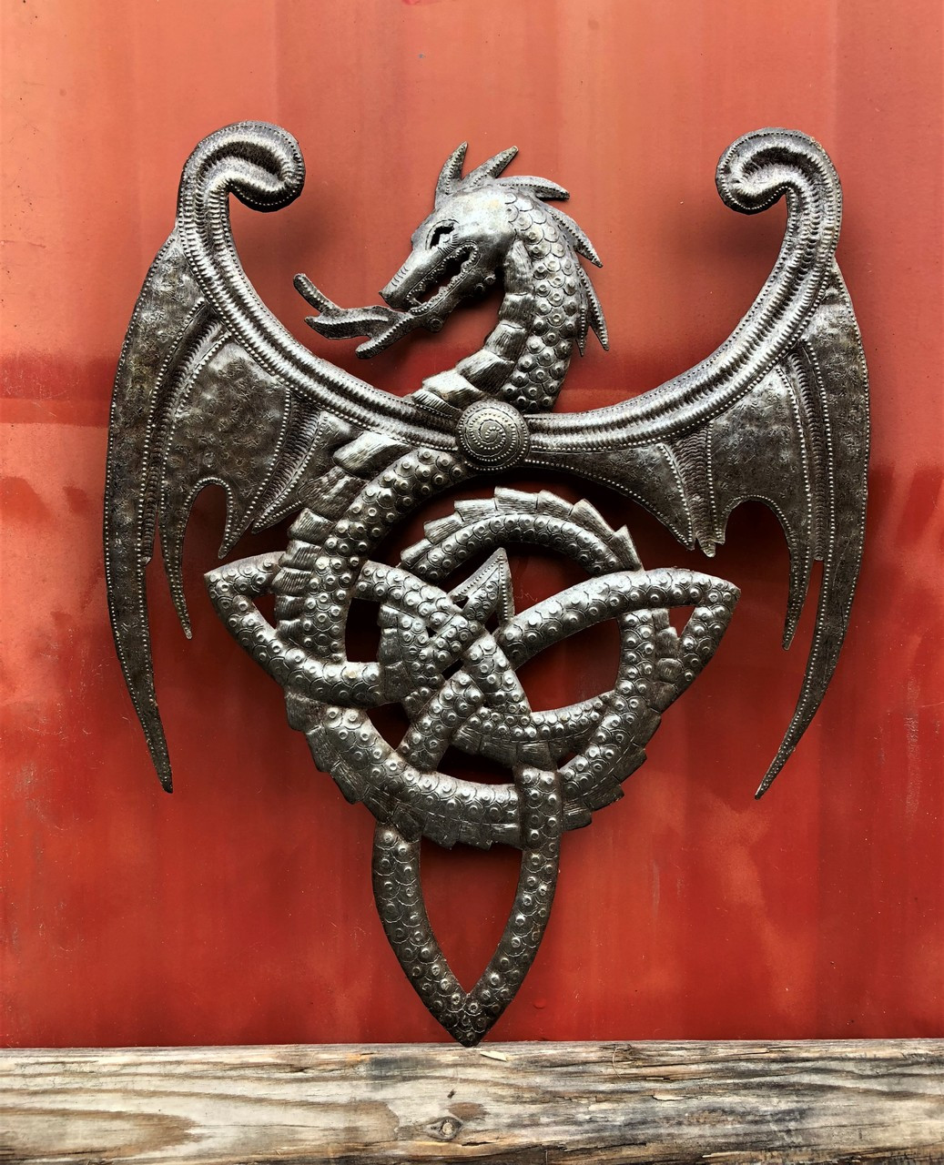 Metal Dragon, Artistic Haitian Wall Hanging Sculpture