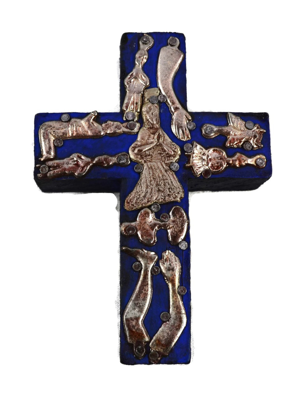 wooden cross with milagro charms