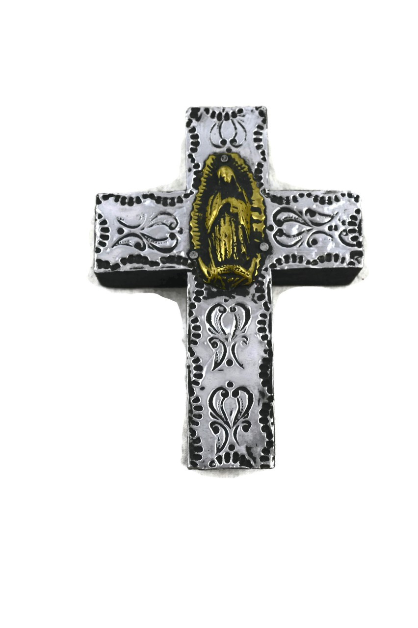 mexican cross with milagros