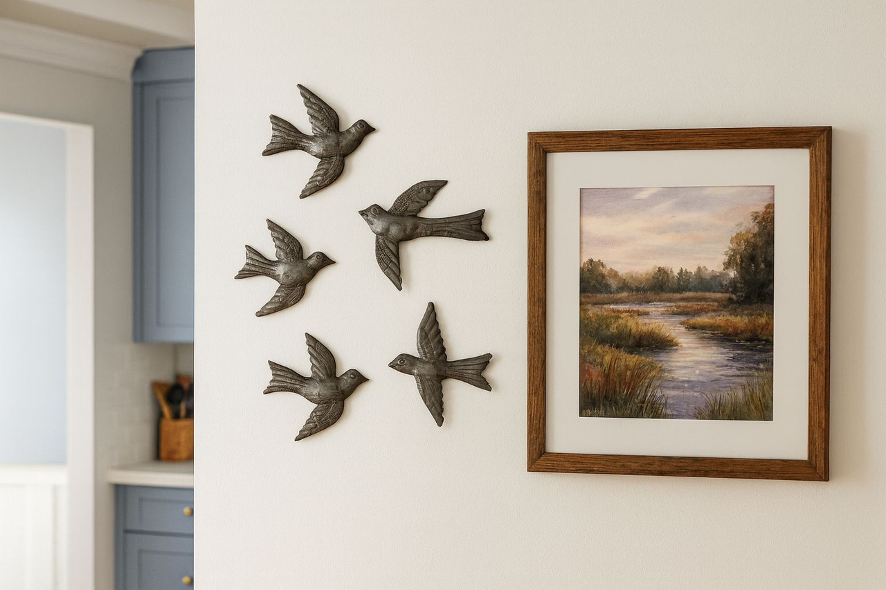 Haitian Metal Birds, outdoor wall decor, haitian artisan craft, sustainable home decor