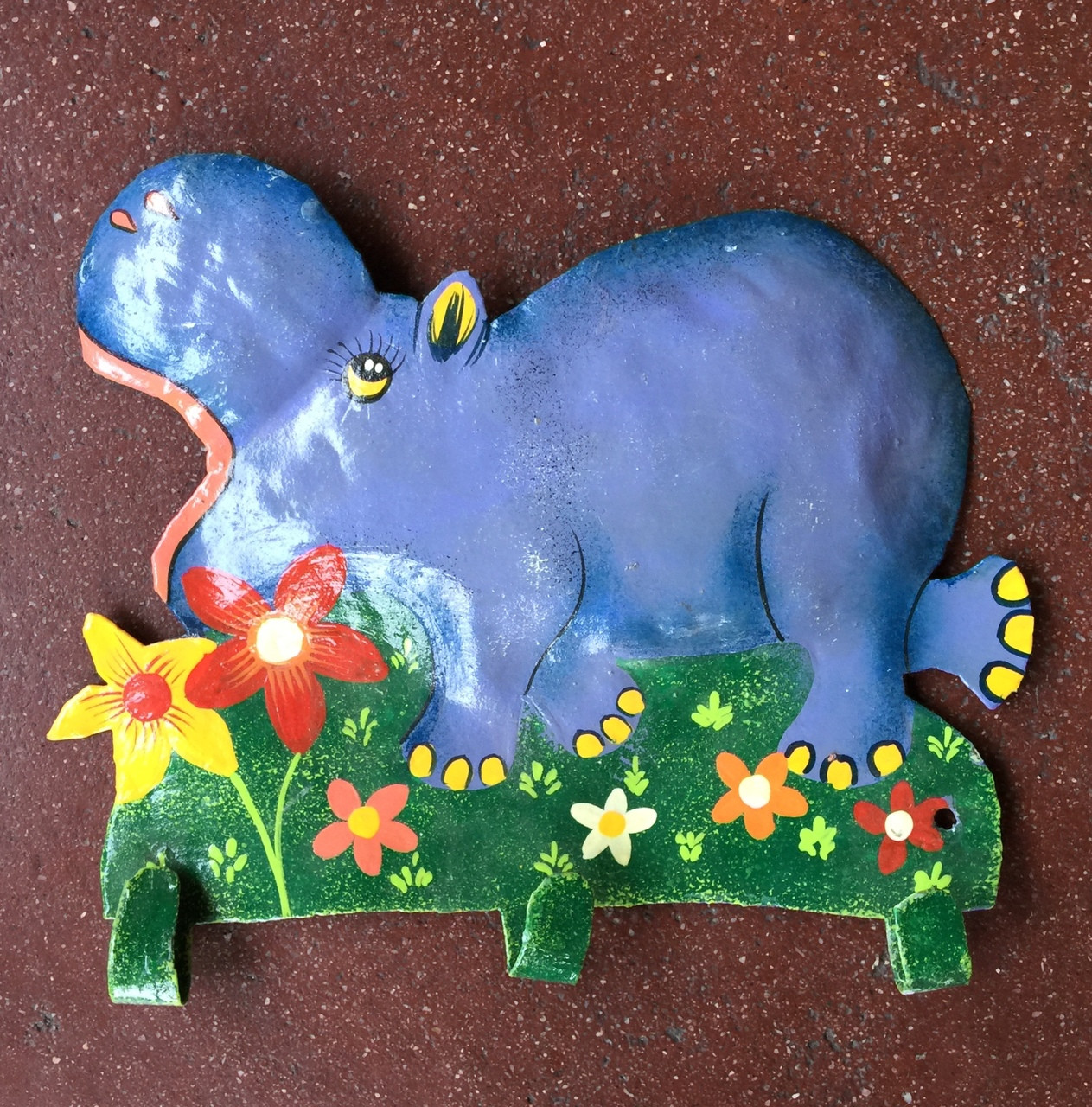 Hand painted Hippo wall hook
