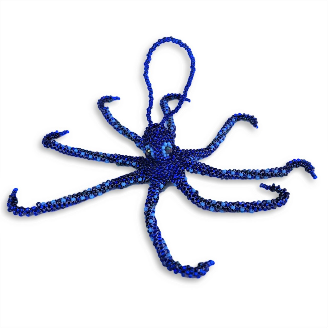 Octopus Aqua Teal, Ornament, Hand Beaded made in Guatemala
