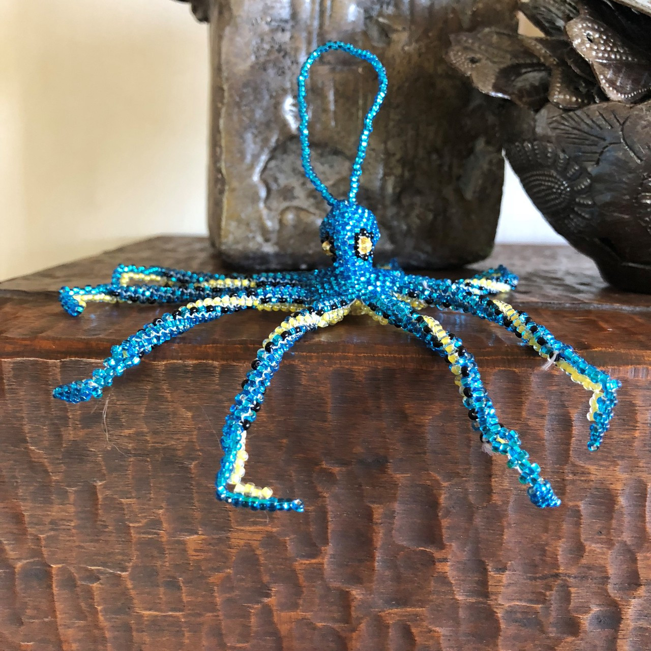 Octopus Sapphire Blue, Ornament, Hand Beaded made in Guatemala