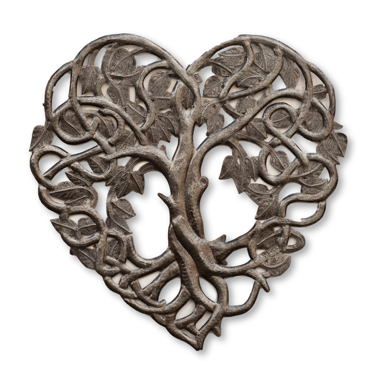 Heart Shaped Tree of Life Metal Wall Art, Contemporary Steel Artwork Decor, Celtic Family