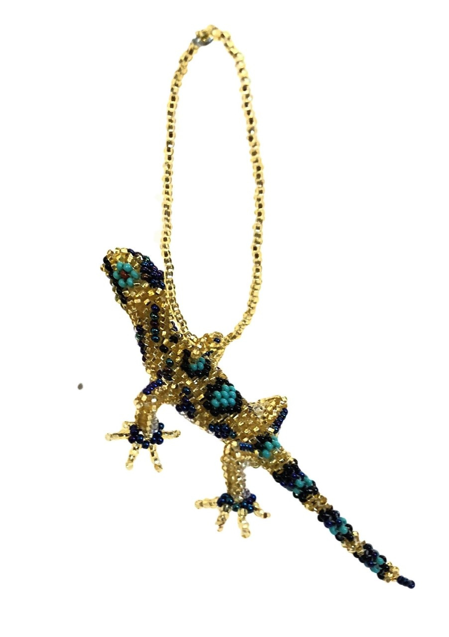 Gecko, Beaded Lizzard, Small Hanging Animals, Novelty Figurines, Assorted Colors, Handmade in Guatemala