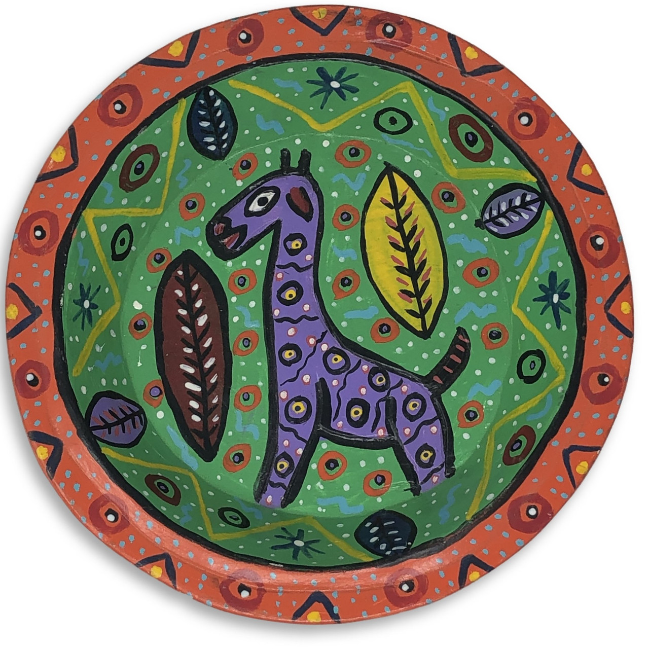 Giraffe Wooden Bowl, Wooden Giraffe Bowl, Guatemalan Giraffe Bowl