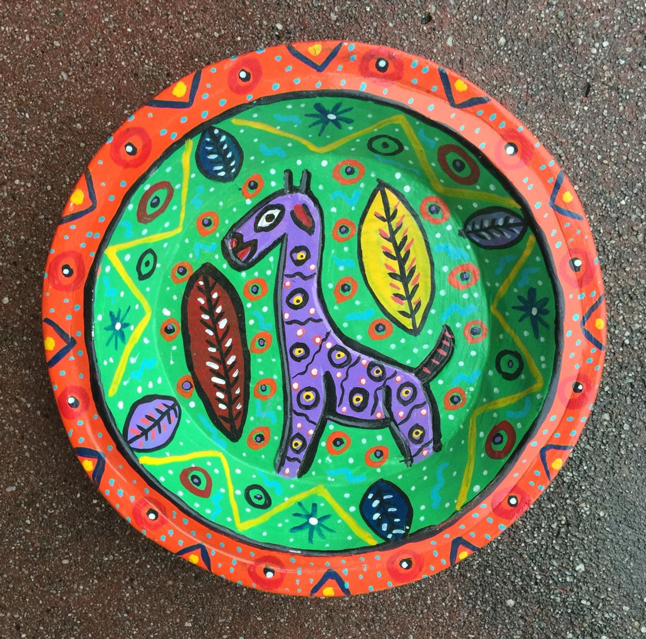 Guatemalan Wooden Bowl, Wooden Guatemalan Bowl, Sustainable Home Decor, Painted Giraffe Bowl